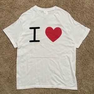 NWT I Love Blank Graphic T Shirt Unisex White Size Large